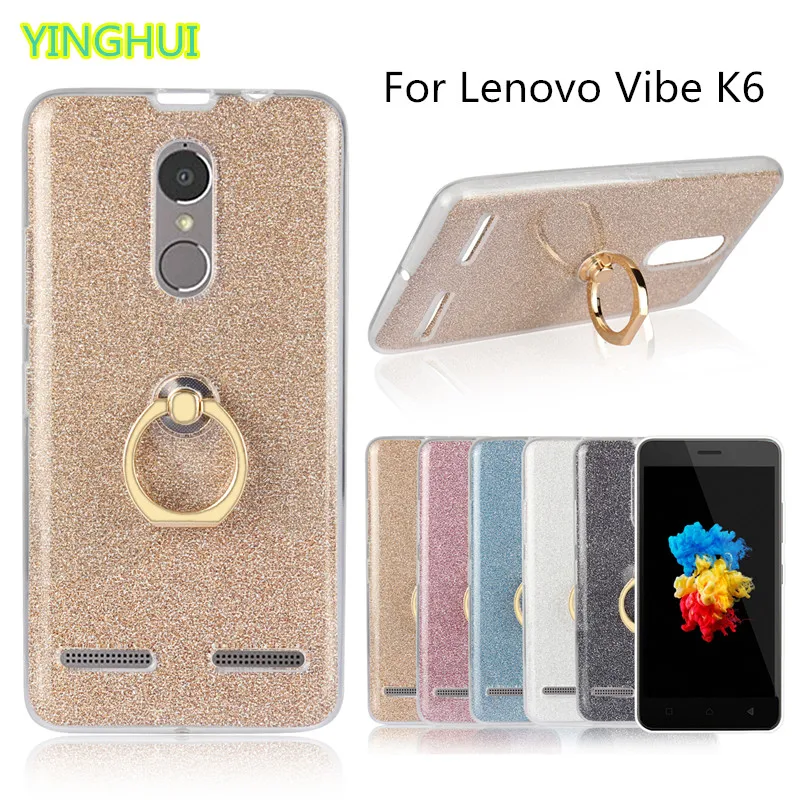 Роскошный блестящий вращающийся держатель с кольцом Lenovo Vibe K6 мягкий гибкий