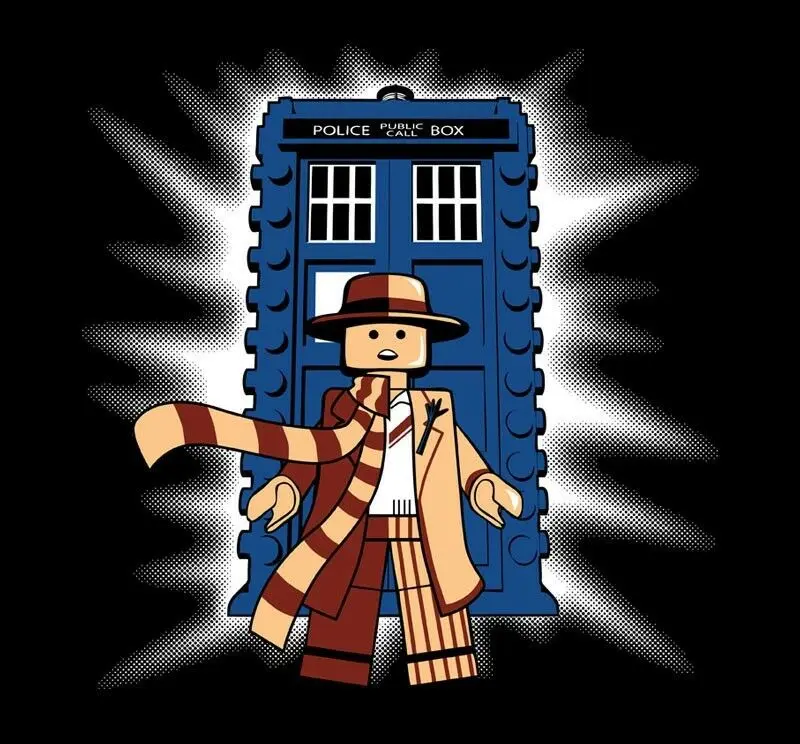 Мужская футболка с рисунком Doctor Who и Tardis as Legos Lego Satire Parody RIPT редкая унисекс новая