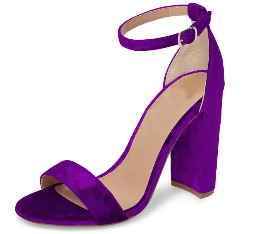 Purple LOVIRS/женские босоножки на высоком массивном каблуке с открытым носком и закрытой пяткой; Модные Классические босоножки с ремешком на щиколотке для отдыха; модельные туфли - Цвет: Purple