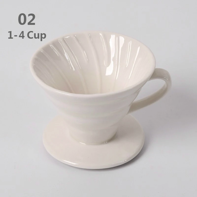 White 1-4Cup Керамическая капельница V60, ручной капельный фильтр для кофе, кофейник для заливания кофе, капельный конусный фильтр, постоянный 1-2 чашки, 4 чашки - Цвет: White 1-4Cup