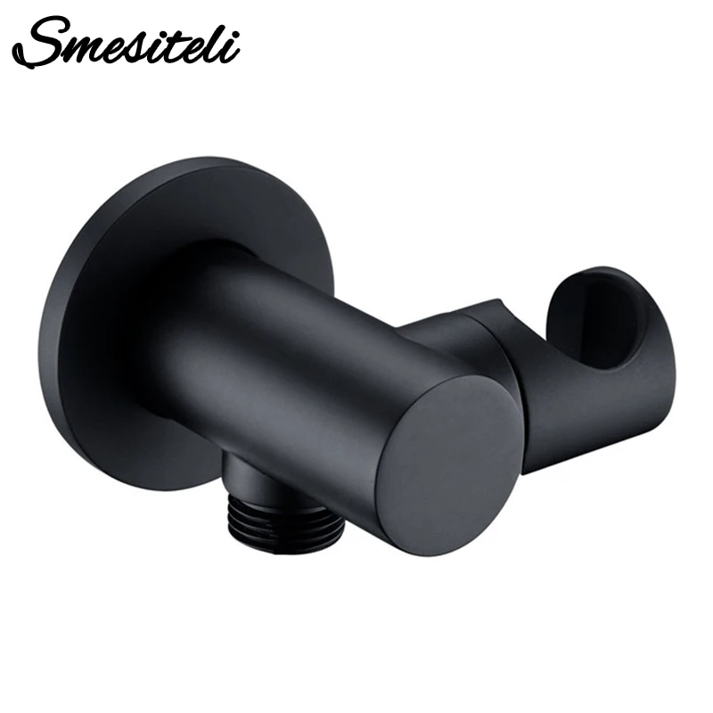 

Matt Black Handheld Shower Spray Head Holder Bracket Wall Mount Hand Sprayer Solid Brass Accessories Connector Elbow Unit Spout