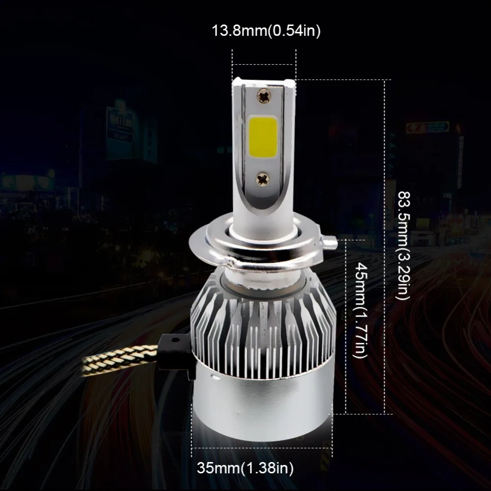 Safego 2 шт. LED H1 H4 H7 H8 H9 H11 9005 HB3 9006 HB4 Автомобильная фара лампа C6 Hi/lo комплект луча COB