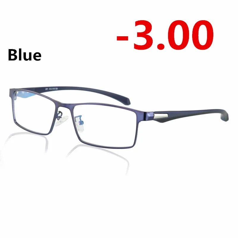 blue -3.00 Полная оправа солнцезащитные фотохромные очки для близорукости оптические мужские Студенческие очки для близорукости очки по рецепту оправа-1,0-4,0 - Цвет оправы: blue -3.00