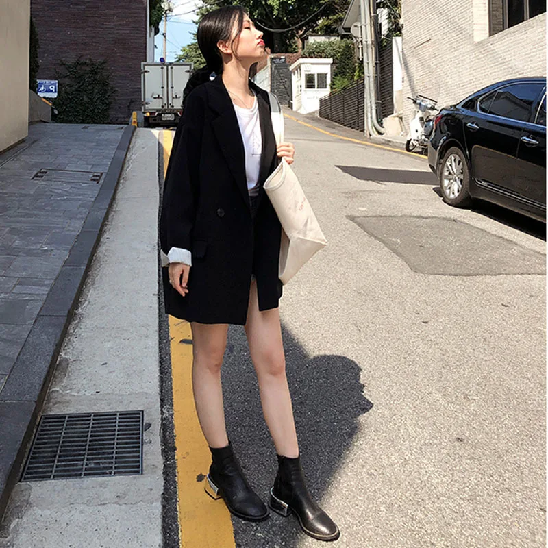 2019 Suits blazer singel button solid color ladies casual loose blazers women long sleeve women's clothing | Женская одежда
