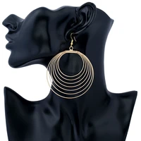 lzhlq multilayer wire big round earrings geometric plated metal simple drop earrings for women fashion brand jewelry accessories