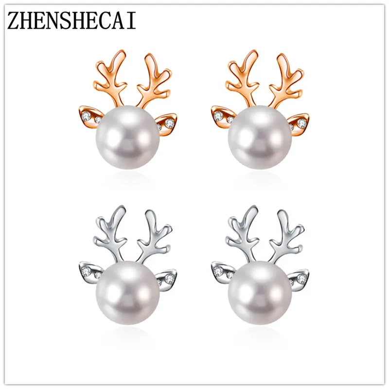 2018 новые модные популярные рождественские жемчужные серьги с оленями для женщин