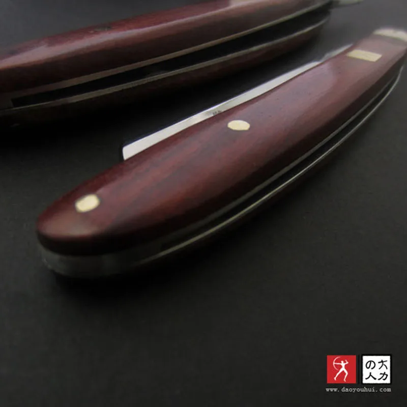 Бритва мужская титановая с деревянной ручкой и прямым лезвием