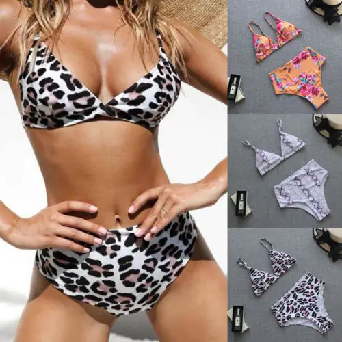 Женский бразильский комплект бикини с высокой талией GLANE купальник для женщин