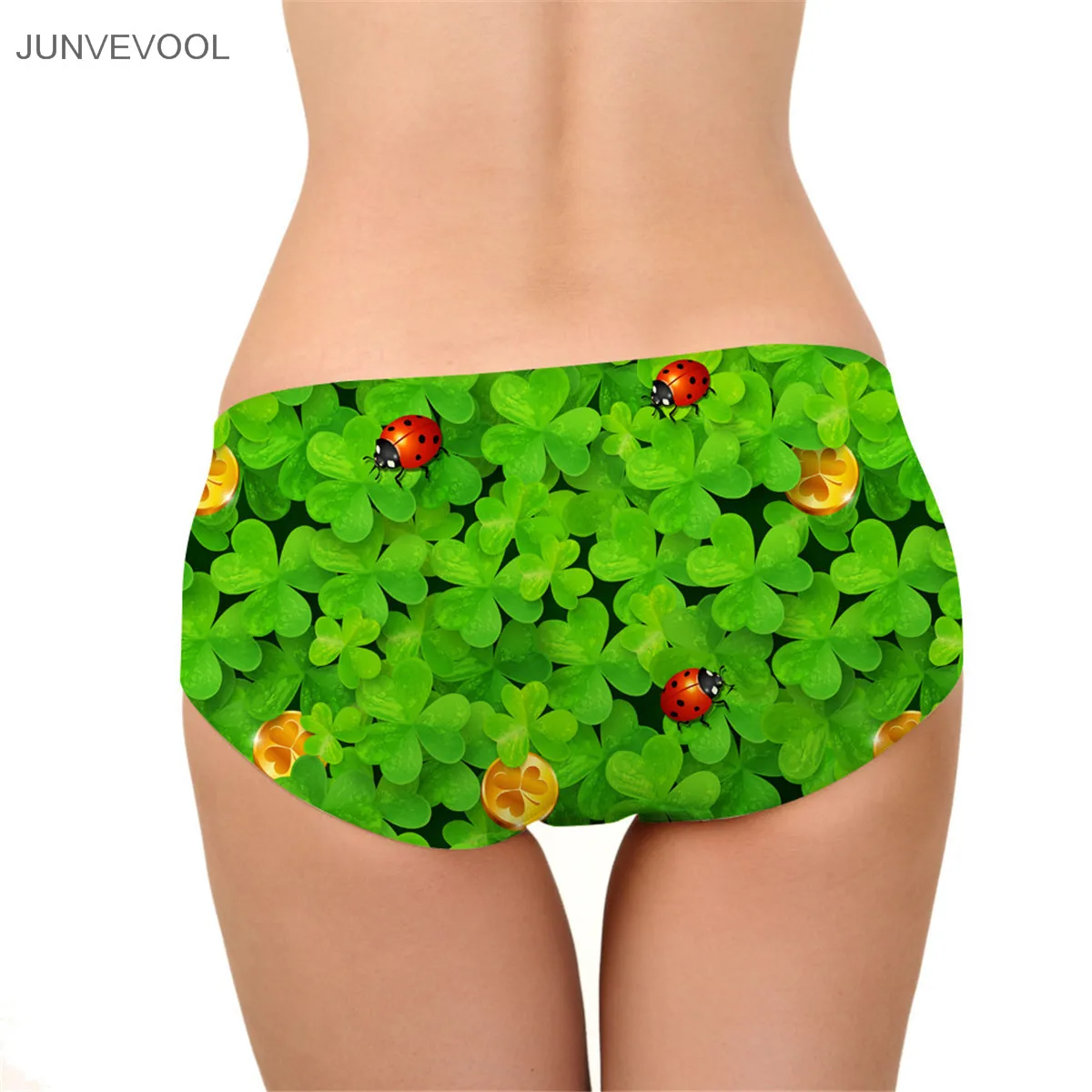 Calcinha сексуальное женское нижнее белье 3D трусики мягкие Lucky Clover божья коровка