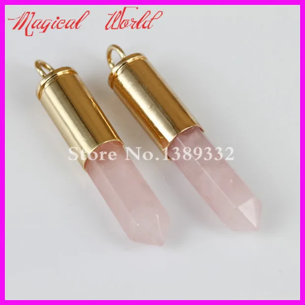 2Pc Nature Crystal Gems Point Bullet Pendant Hexagon Quartz Druzy Real Casing | Украшения и аксессуары