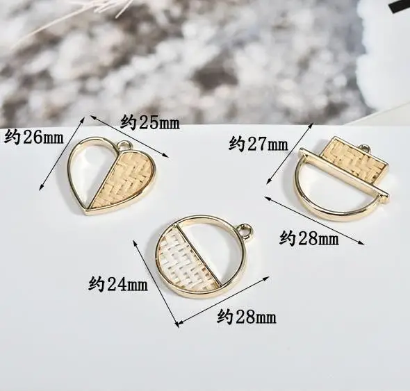 Праздничные стильные серьги из ротанга соломы и сплава DIY аксессуары Персиковое