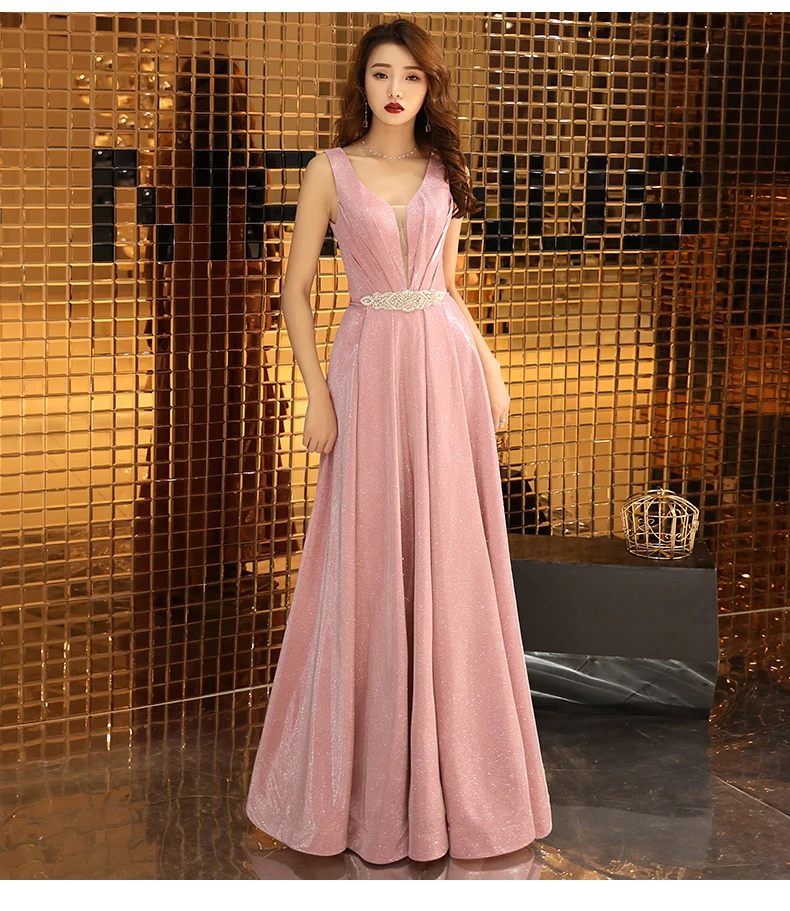 Vestido De Noiva A Line винтажные вечерние платья Длинные розовые без рукавов длиной до пола вечерние платья для выпускного вечера LYFY101
