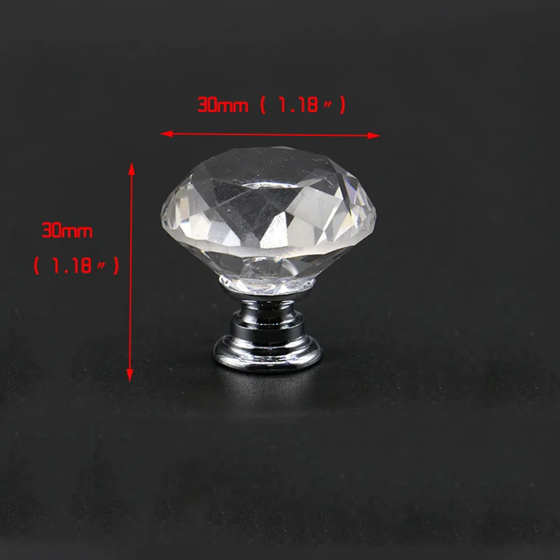 30mm KAK, 5 шт./лот, 20-40 мм, Алмазная форма, дизайн, Хрустальные стеклянные ручки, шкаф, выдвижной ящик, кухонный шкаф, шкаф, ручки, фурнитура - Цвет: 30mm