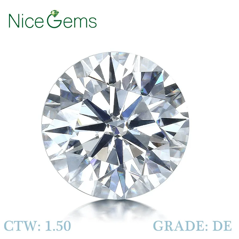 Niceems D Color Moissanite 1 5 карат Сердца и стрелы круглые бесцветные 7 мм натуральный вид