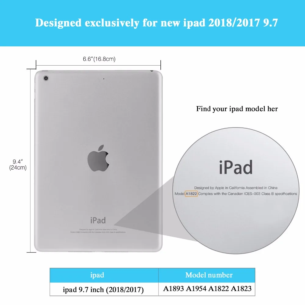 Чехол для iPad 9 7 2018/2017 умный чехол чехол-книжка с несколькими углами просмотра
