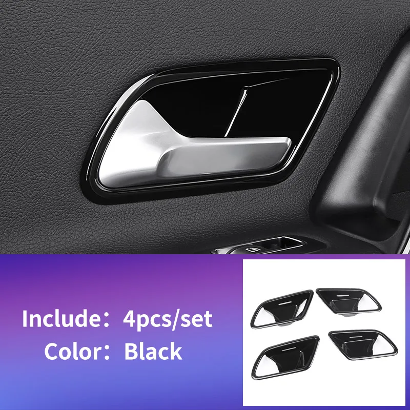 black door bowl 4pcs Ручка Накладка двери для Mercedes w177 amg/classe a Mercedes класса a w177 clase планки/a180 Mercedes a класса w177 аксессуары - Название цвета: black door bowl 4pcs