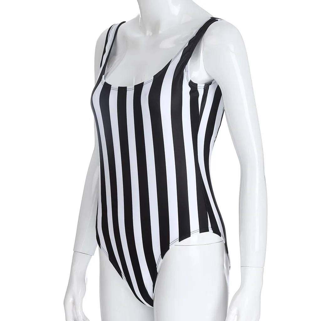 Женские полосатые черные Ретро эластичные с высокой спинкой одна часть без