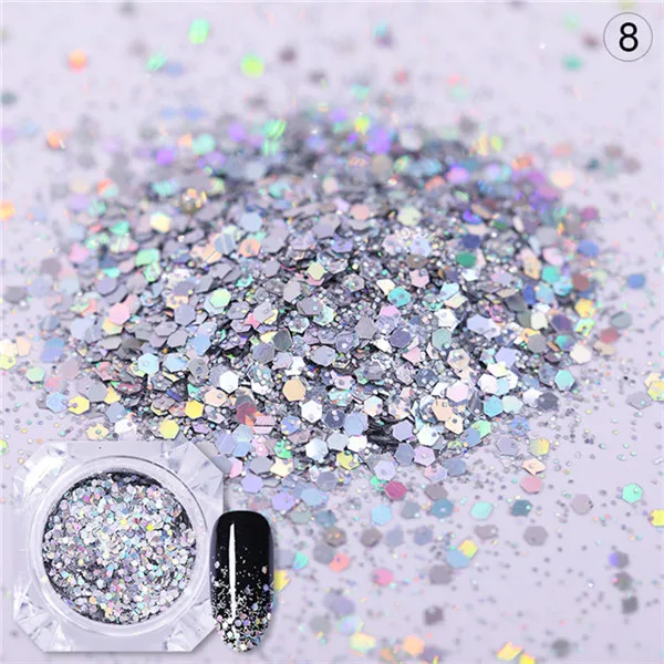 Gradient glitter 8 Ur Sugar Aurora смешанные Блестки для ногтей Порошковая голографическая кристальная Платина блестки Порошковые хлопья гвоздь художественное украшение для УФ-геля DIY - Цвет: Gradient glitter 8