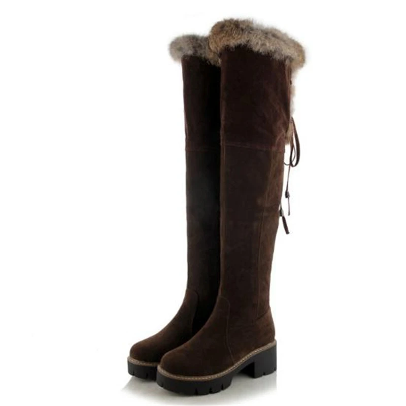 Women Boots Autumn and winter New style fashion Rabbit's hair Non-slip High-heeled Cashmere Keep warm Winter boots size 34-43