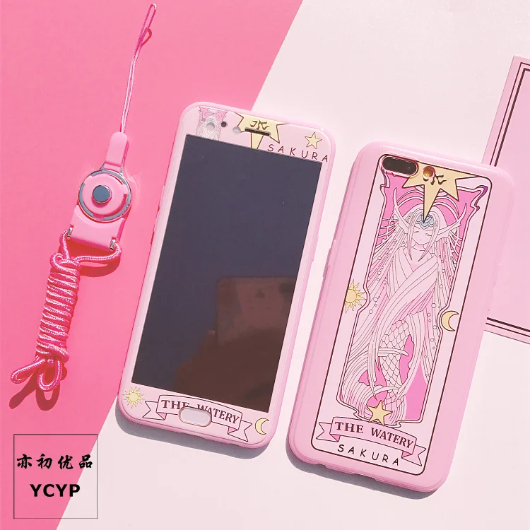 OPPO R11 plus Чехол+ пленка для экрана из закаленного стекла, Япония супер милый Captor SAKURA чехол для OPPO R11/OPPO R11 plus Fudas+ ремешок