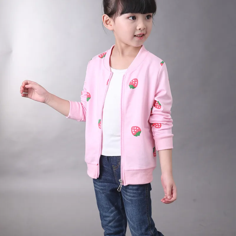 Fashion Baby Girls Coat Autumn 2016 New Cartoon Strawberry Jacket Toddler Girl Clothing Kids Cardigan Zipper Clothes Outfit |