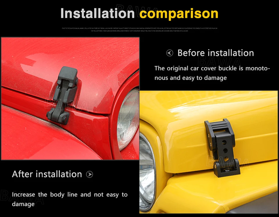 BAWA замок капот для Jeep Wrangler TJ 1997-2006 крышка защелки капота двигателя аксессуары для Jeep Wrangler tj