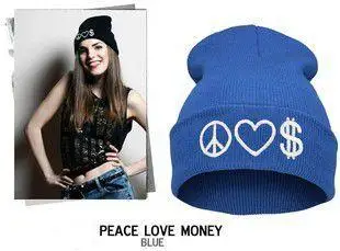 Knitted hats 2016 New PEACE LOVE MONEY Peace Love Money hip-hop caps wool hat warm winter | Аксессуары для одежды