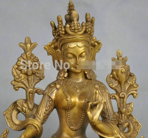 Быстрая Доставка 7 ''Китай Тибет Чистая Бронза зеленый Тара Будда статуя | Дом