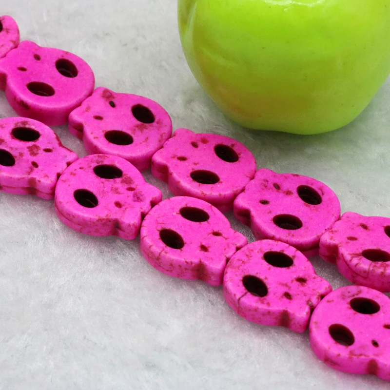 Бусины из индейки в форме головы скелета россыпью розового Красного 13 х15 мм 2