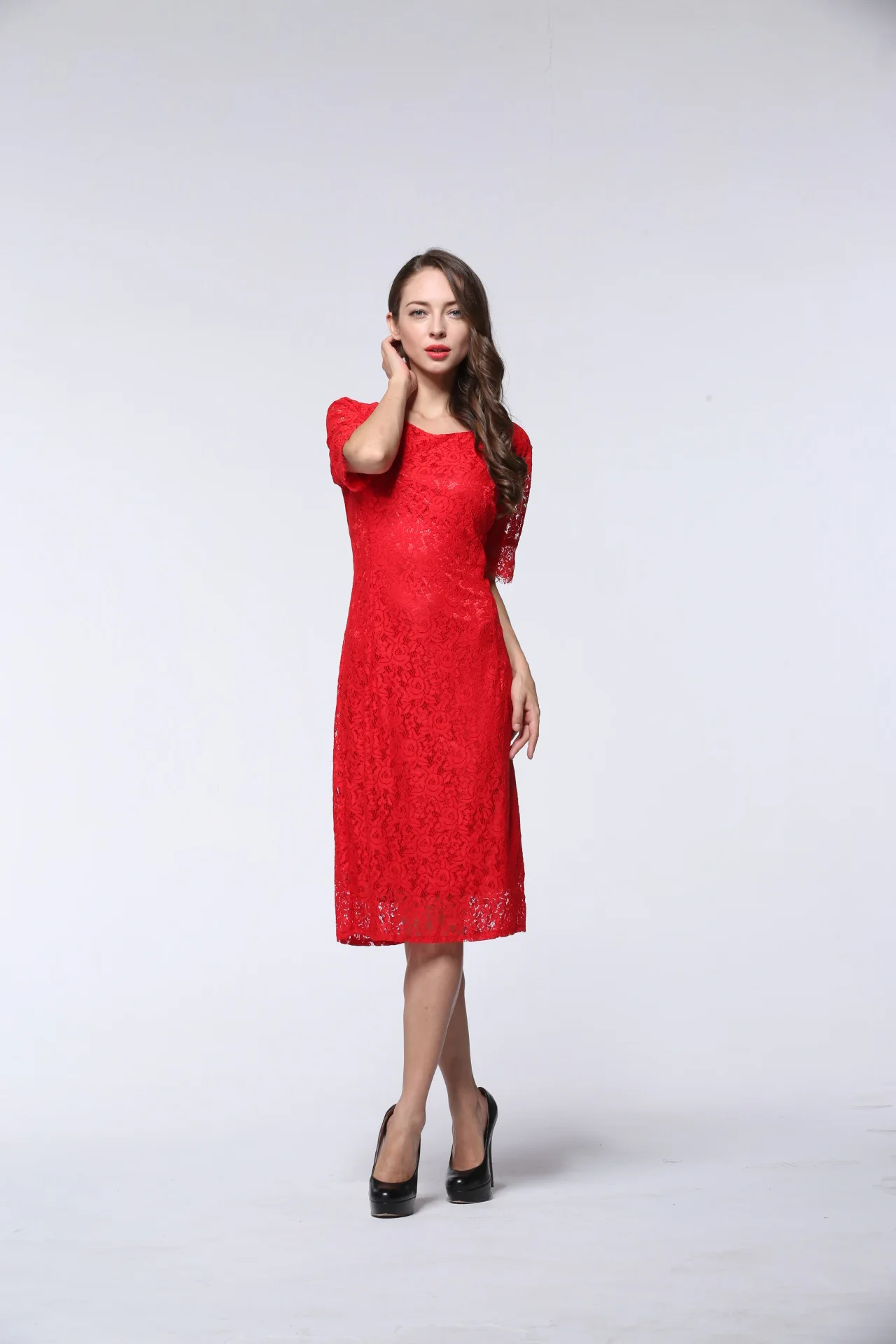 Плюс Размеры M 10XL элегантные Для женщин Кружева Платье Лето Половина рукава