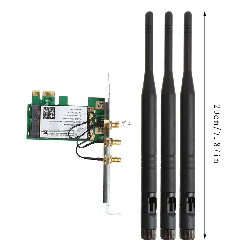 Двухдиапазонная беспроводная карта PCI E для настольного ПК 2 4/5 ГГц 300 м + 3 антенны