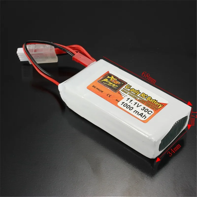 Оригинальная перезаряжаемая ZOP мощность 11,1 В 1000 мАч 3 S 30C Lipo батарея JST Plug