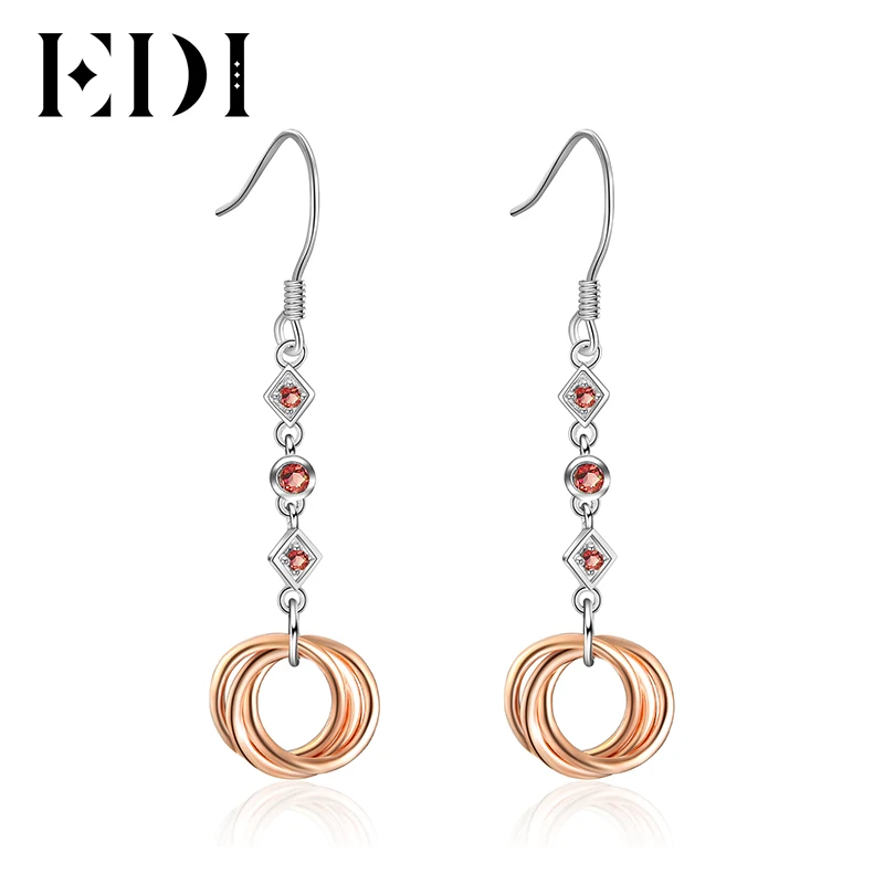 EDI Unique Natural Garnet Long Tassels Earrings For Women 925 Sterling Silver Drop Trendy Fine Jewelry | Украшения и аксессуары