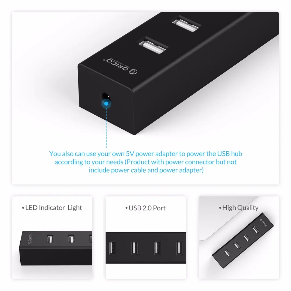 ORICO H4013-U2 высокоскоростной USB 2 0 концентратор 4 порта портативный с кабелем для