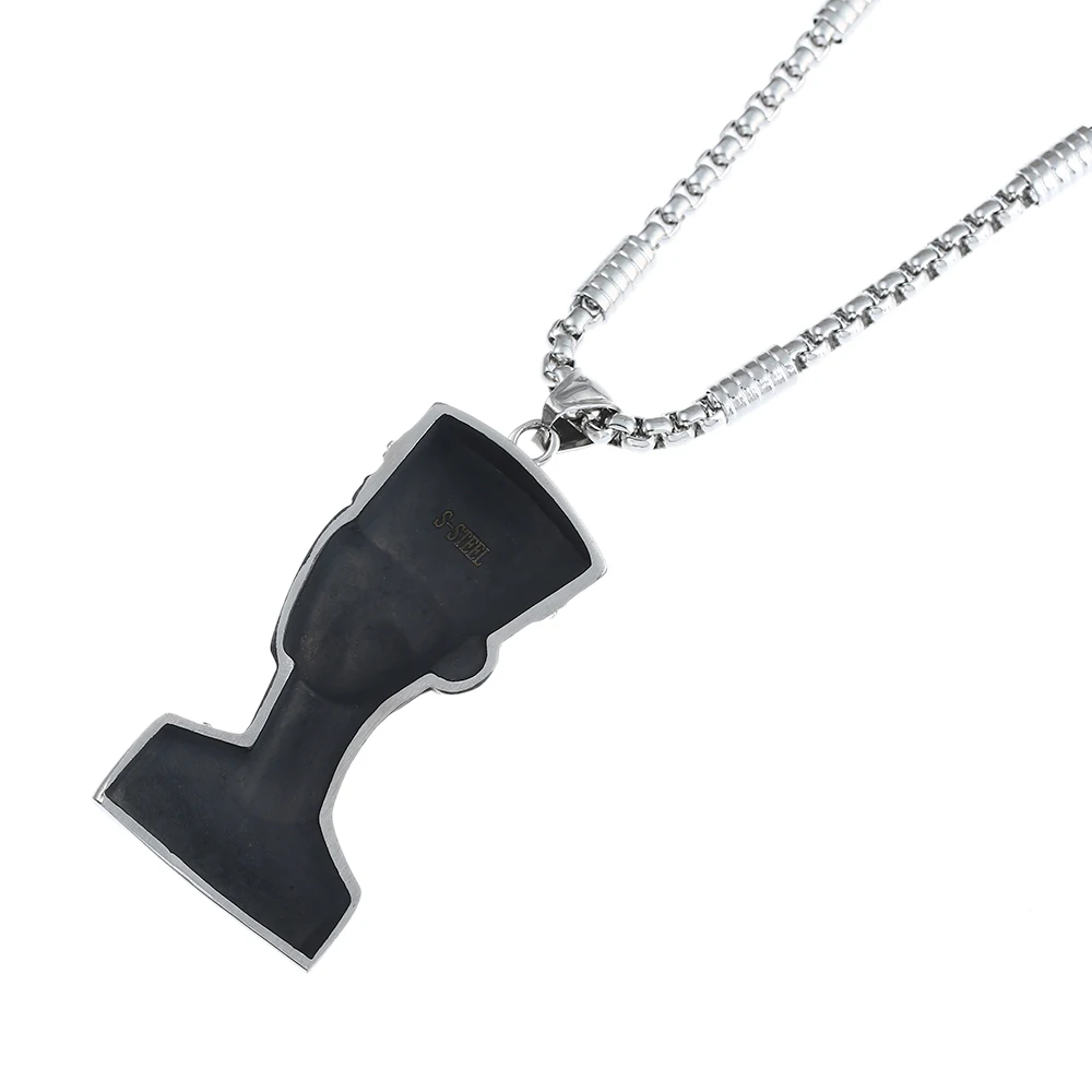 316L Stainless Steel Cleopatra Egyptian Pharaoh Pendant Necklace With Black Natural Stone Chain 26&quot | Украшения и аксессуары