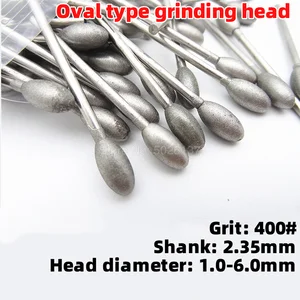 1 шт. 400 Грит тонкая Шлифовальная головка овальные алмазные шлифовальные Сверла хвостовик нефрит резьба по камню полировка гравер инструмент