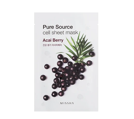 ACAI BERRY 1pcs MISSHA Pure Source Cell Sheet Mask Face Skin Care Facial Mask Hydrating Anti Aging Whitening Acne Treatment Mask Korea Cosmetics - Цвет: ACAI BERRY 1pcs