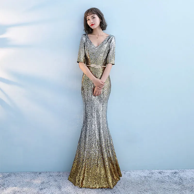 FADISTEE Новое поступление элегантное вечернее платье вечерние платья Vestido de Festa платье шикарное блестящее сексуальное стрейчевое платье для выпускного вечера - Цвет: photo color