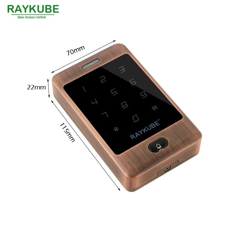 Металлическая клавиатура RAYKUBE для контроля доступа с сенсорным RFID считывателем 10