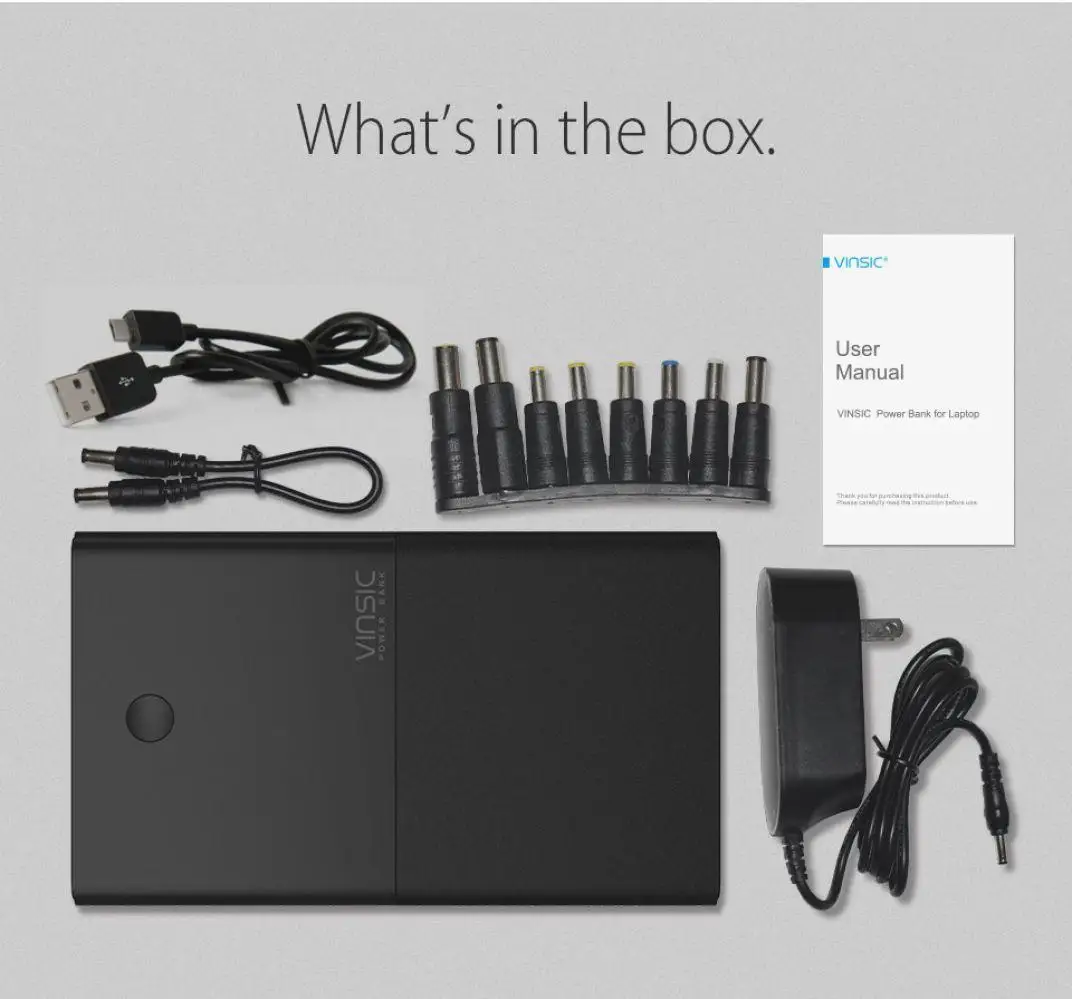 Vinsic 30000 mAh Блок питания ноутбука 4.5A 19 V DC 2 USB внешний аккумулятор зарядное