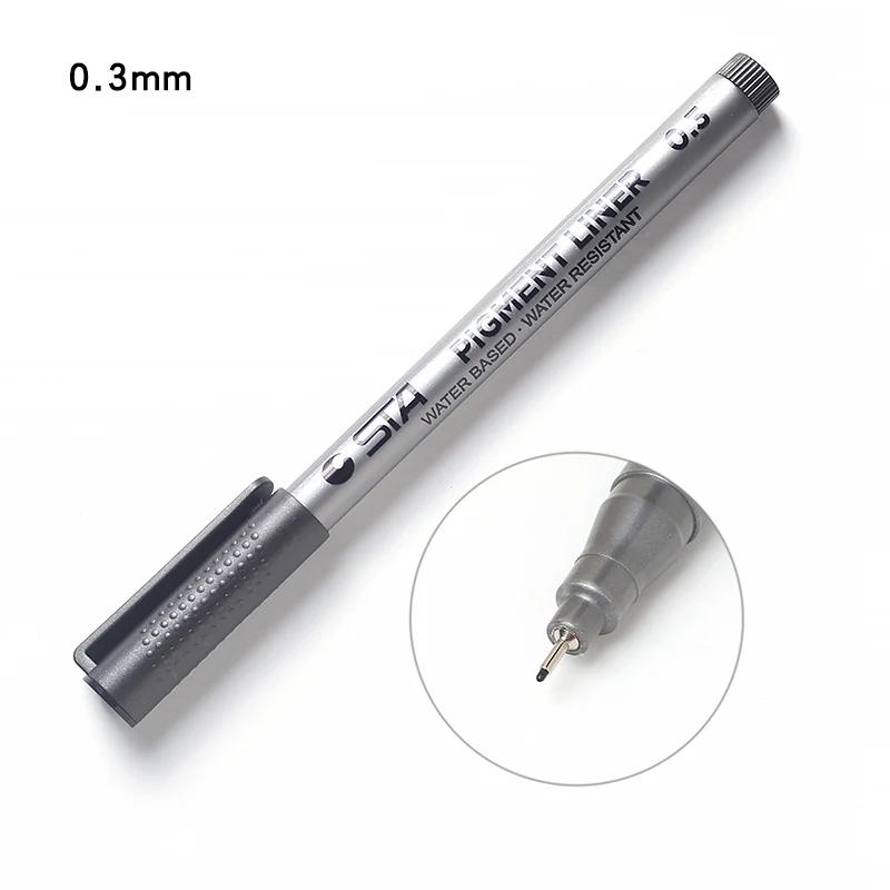 1 шт пигмент лайнер Pigma Micron чернила маркер для белой доски 0,05 0,1 0,2 0,3 0,4 0,5 0,6 0,8 различных наконечников, черная ручка эскизов ручки - Цвет: 0.3mm