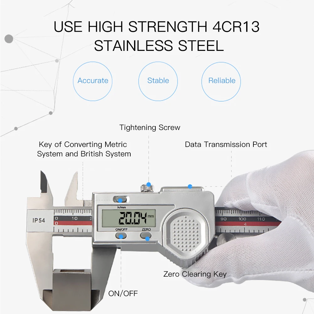 Электронный цифровой дисплей из нержавеющей стали экономичный штангенциркуль