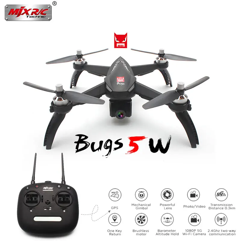 MJX Bugs 5 W 1080 P 5G Wifi FPV камера Дрон с GPS RC вертолет высота удержания селфи