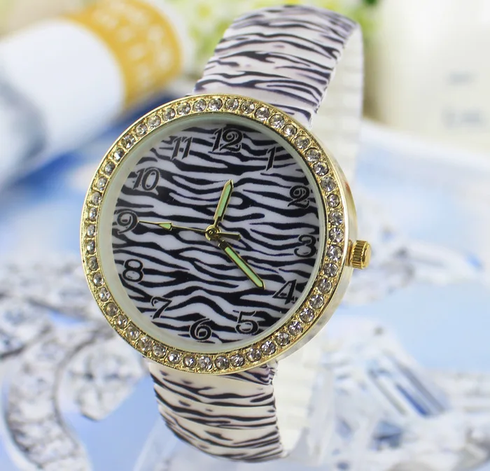 QC19 Brand RHinestone GENEVA Elegant Watch Quartz Movement Watches Japan luxury Ladies Elastic force Wristwatches Free ship | Наручные