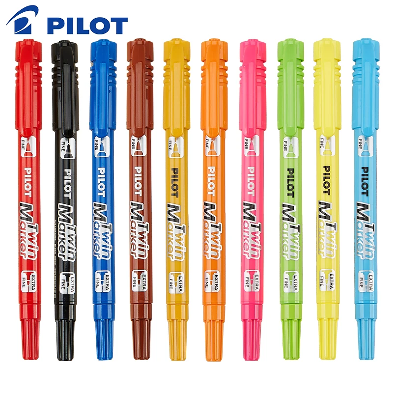 

6pcs Pilot SCA-TM Marker Small Double-head Oily Pen Fine Black Color Marker Painting Stroke Line Pen Waterproof Hook Line Pen