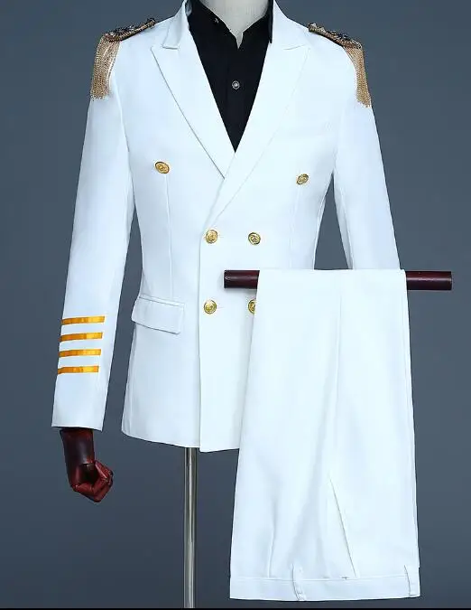 

S-2XL популярный/Весенний мужской новый модный костюм, двубортный комплект, платье с кисточками, эполеты, индивидуальный костюм