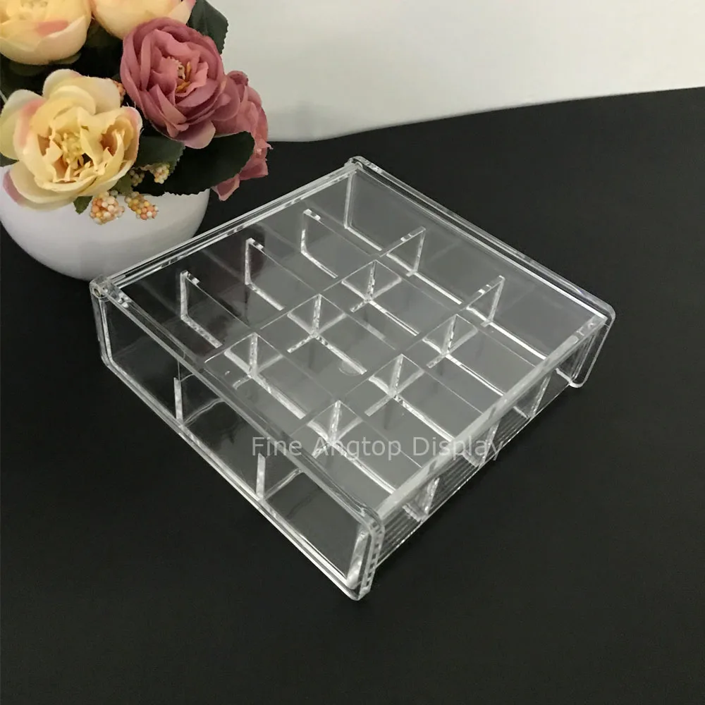 Transparent Acrylic Jewelry Storage Display Box With 12 Grids