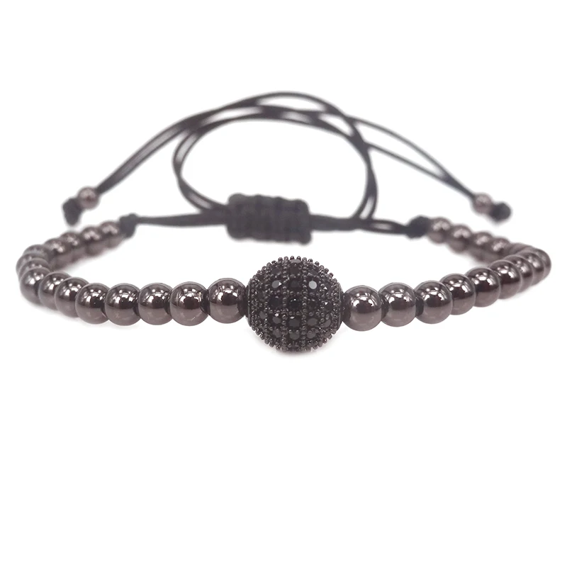 Фирменные золотые бусины 8 мм с микрозакрепкой из черного фианита и 4 нержавеющей