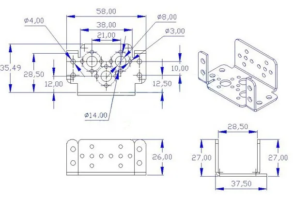 Кронштейн для сервопривода F07268 кронштейн роботов крепление сделай сам|fitting