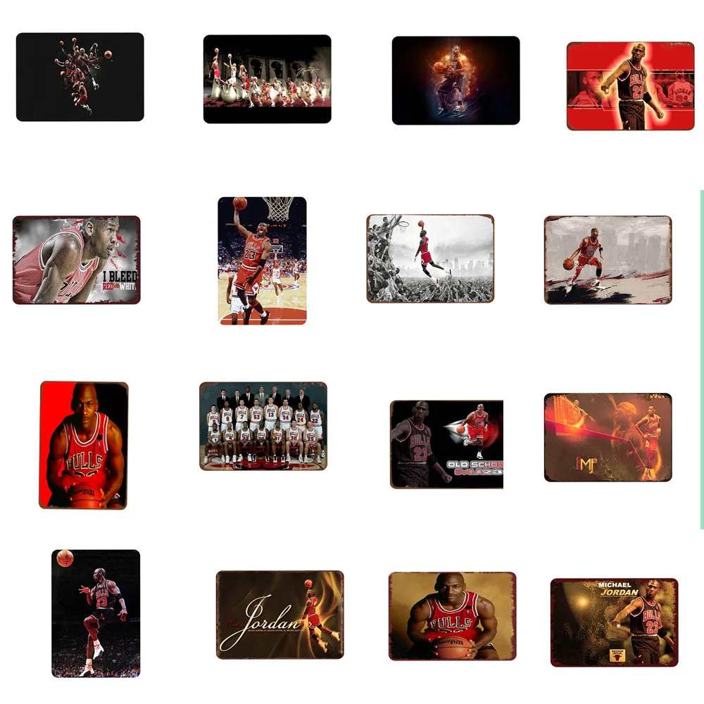 Баскетбольная звезда постер NBA потертый шик винтажная металлическая живопись